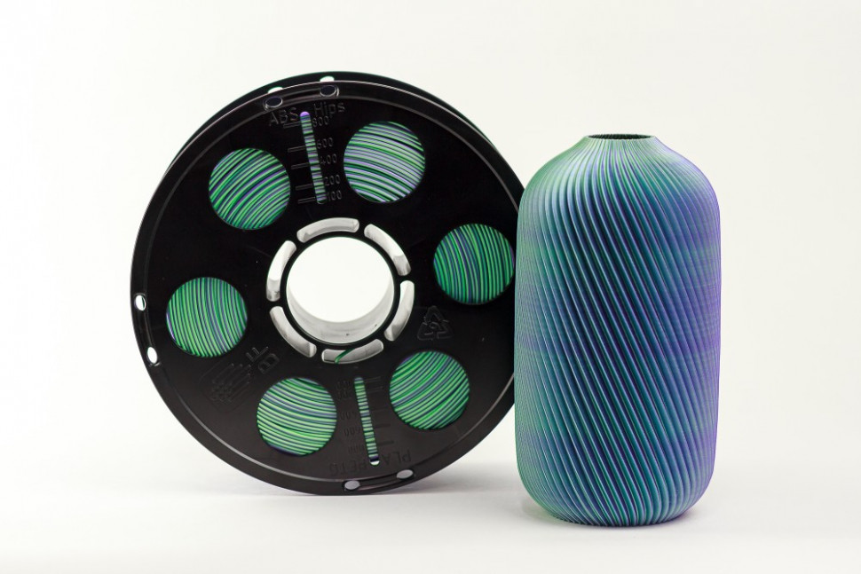 Трехцветный PLA шелк фиолетовый зеленый флуоресцентный желтый пластик Bestfilament для 3D-принтеров 1 кг (1,75 мм)