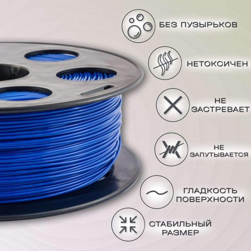 PLA синий пластик для 3D-принтеров Q3T Filament 1 кг (1,75 мм)