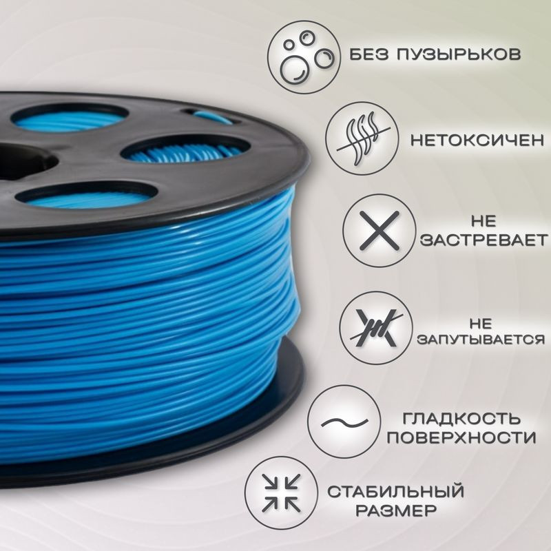 PLA голубой пластик для 3D-принтеров Q3T Filament 1 кг (1,75 мм)