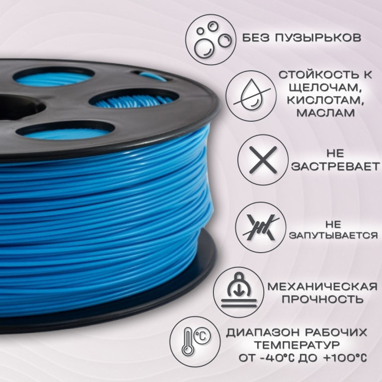 ABS голубой пластик для 3D-принтеров Q3T Filament 1 кг (1,75 мм)