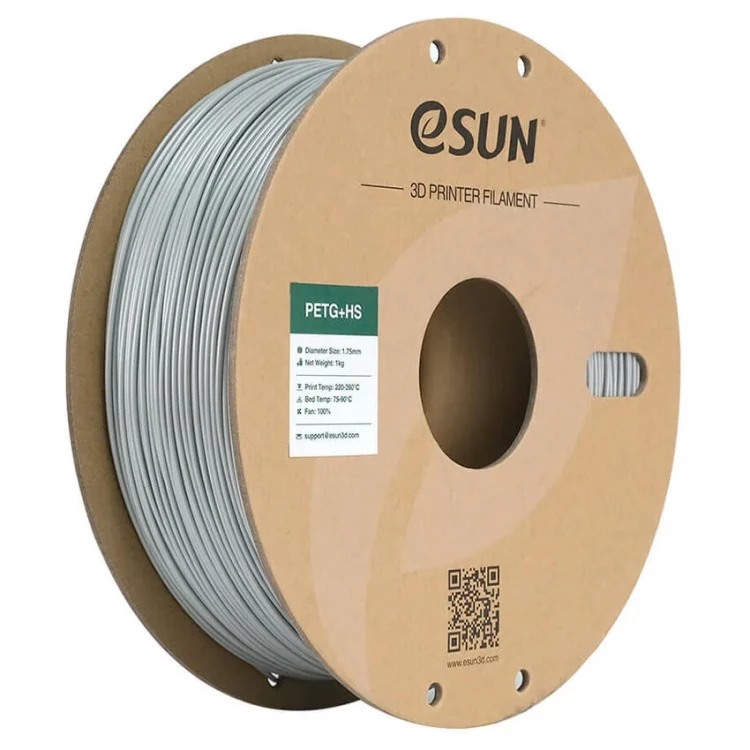 PETG+HS пластик для 3D печати eSUN серебряный, 1,75 мм, 1 кг