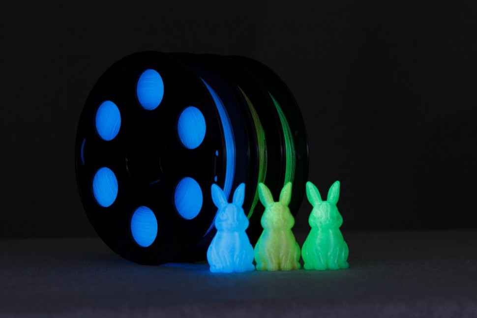 Набор светящегося в темноте PETG пластика Bestfilament для 3D-принтеров, цвета синий, жёлтый, зелёный, 0,5 кг (1,75 мм)