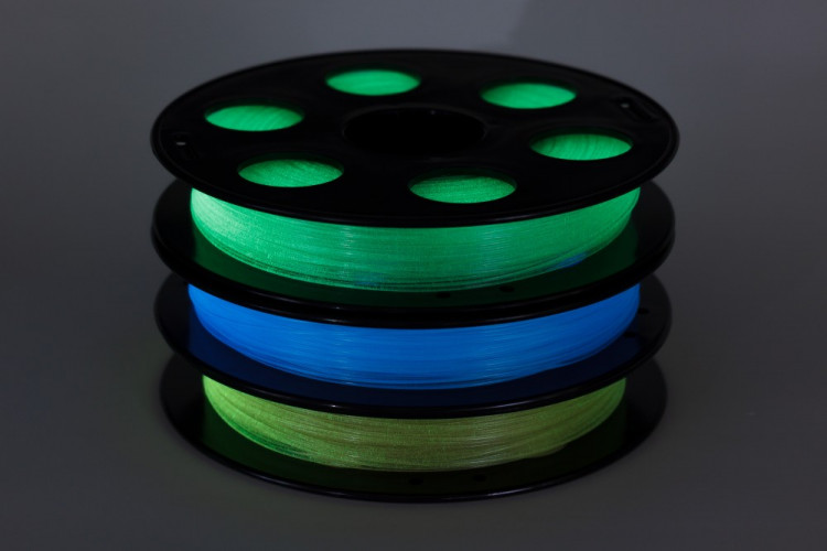 Набор светящегося в темноте PETG пластика Bestfilament для 3D-принтеров, цвета синий, жёлтый, зелёный, 0,5 кг (1,75 мм)