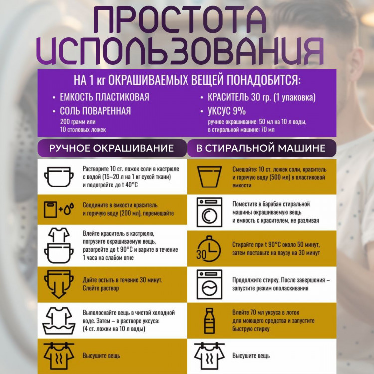 Краска 2шт бордовая для хлопка, джинс BFcolor